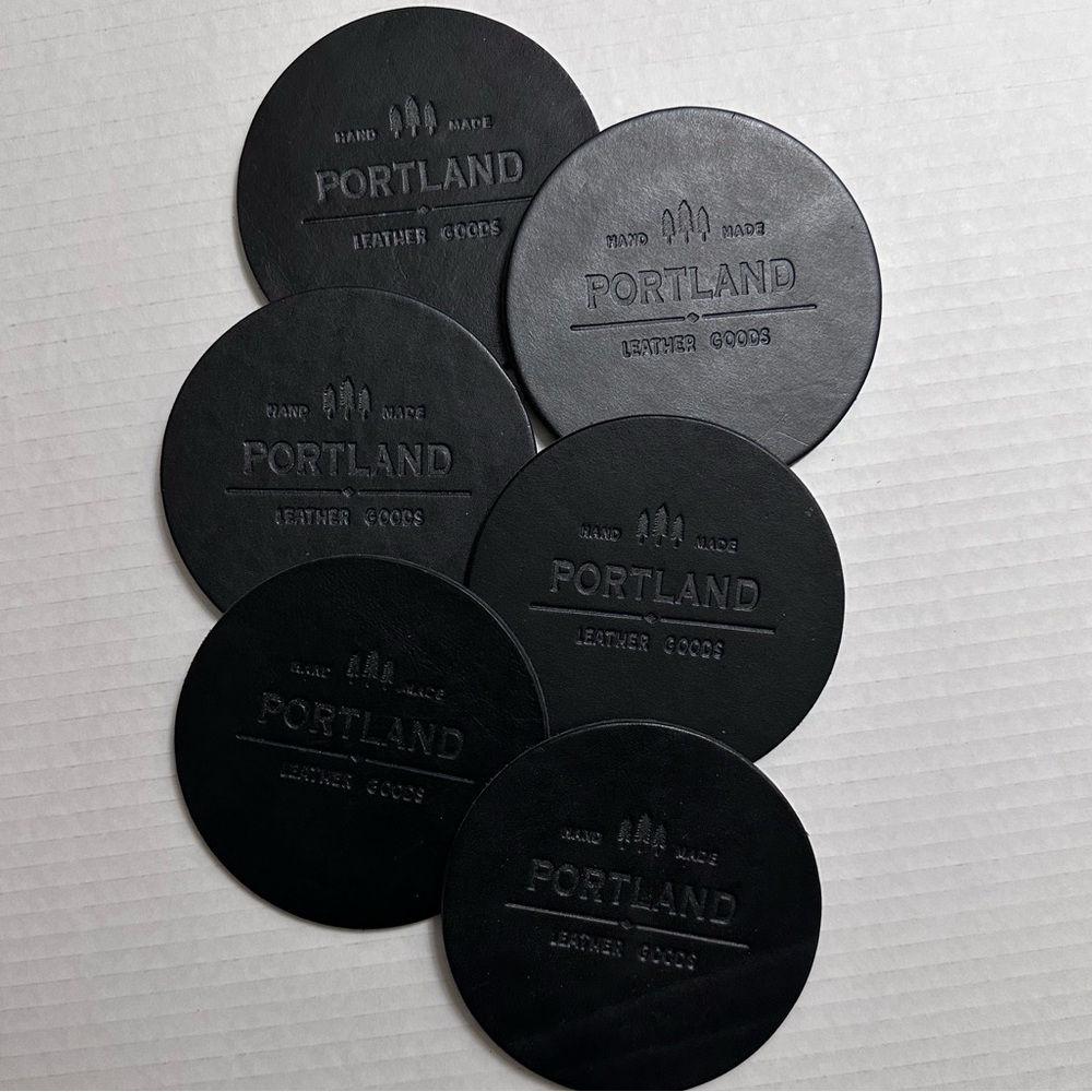 Portland Leather Co. set of 6 Leather Coasters. New! Never Used
